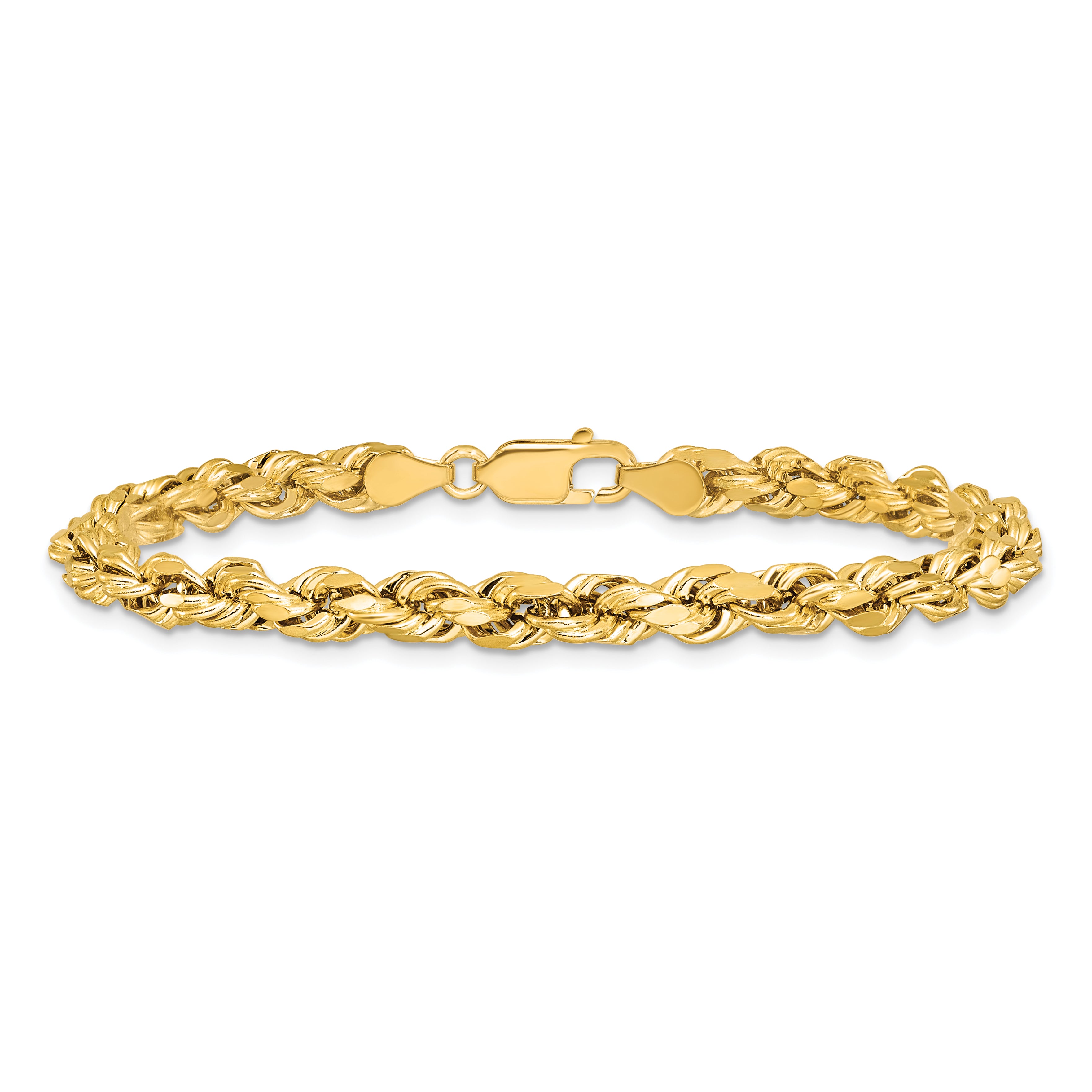 14K 8 inch 4.9mm Semi Solid Diamond-cut Rope with Lobster Clasp Chain