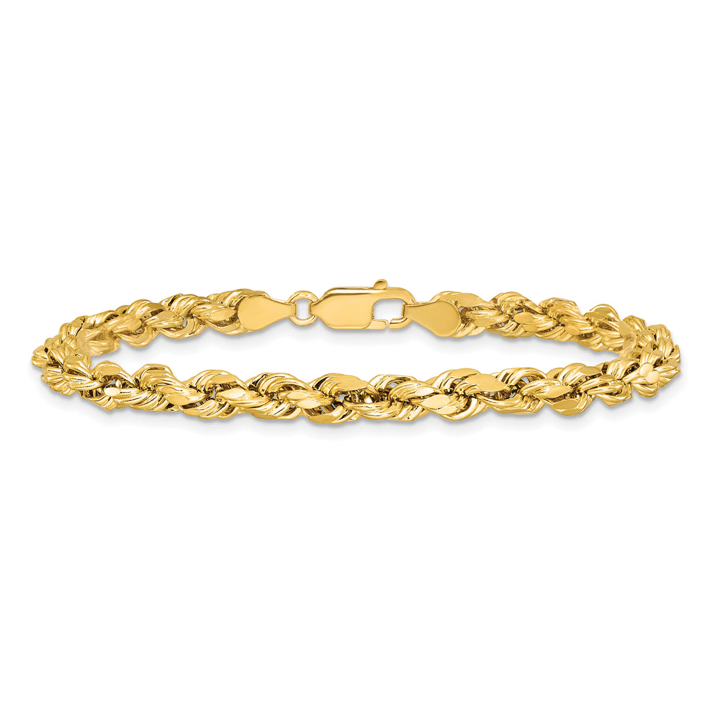 14K 8 inch 4.9mm Semi Solid Diamond-cut Rope with Lobster Clasp Chain