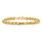 14K 8 inch 4.9mm Semi Solid Diamond-cut Rope with Lobster Clasp Chain