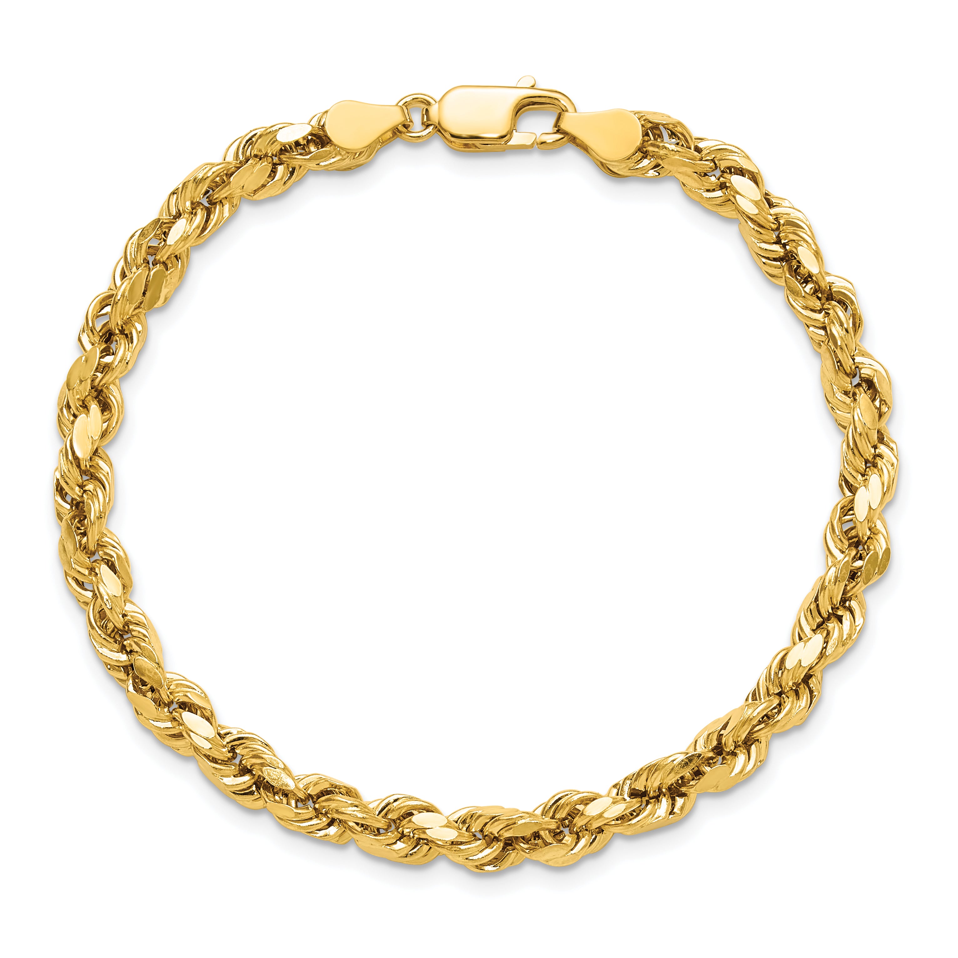 14K 8 inch 4.9mm Semi Solid Diamond-cut Rope with Lobster Clasp Chain