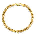 14K 8 inch 4.9mm Semi Solid Diamond-cut Rope with Lobster Clasp Chain
