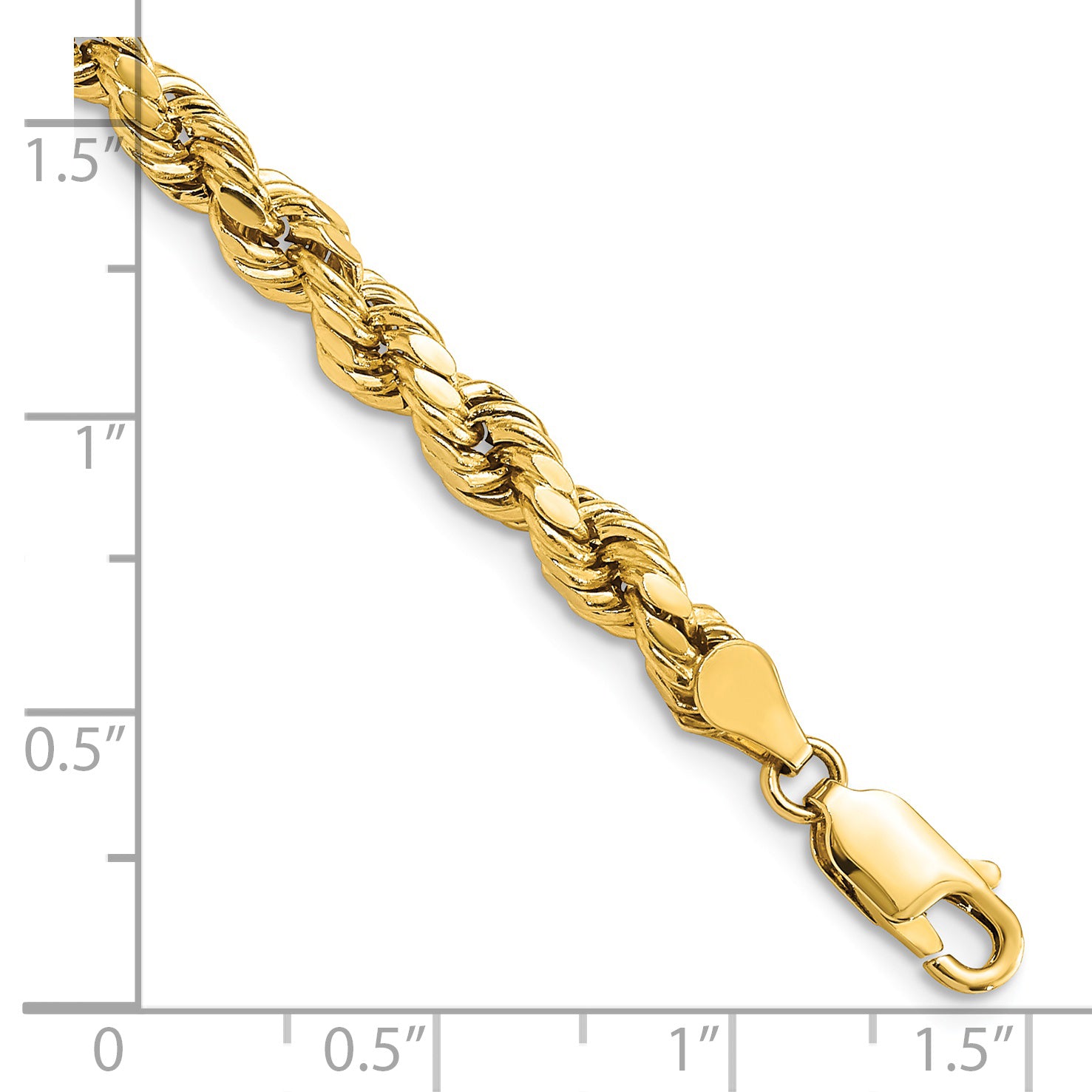 14K 8 inch 4.9mm Semi Solid Diamond-cut Rope with Lobster Clasp Chain