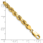 14K 8 inch 4.9mm Semi Solid Diamond-cut Rope with Lobster Clasp Chain