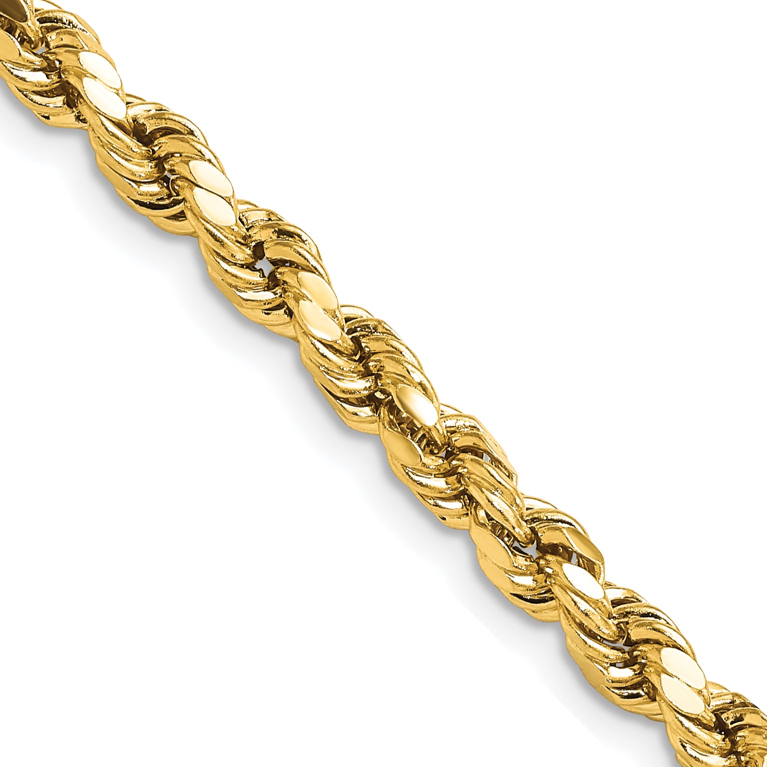 14K 24 inch 4.9mm Semi Solid Diamond-cut Rope with Lobster Clasp Chain