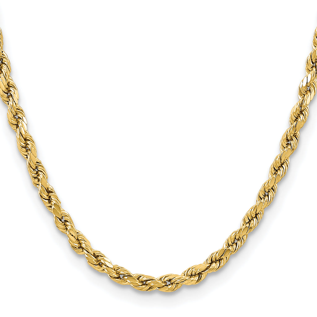 14K 24 inch 5.5mm Semi Solid Diamond-cut Rope with Lobster Clasp Chain