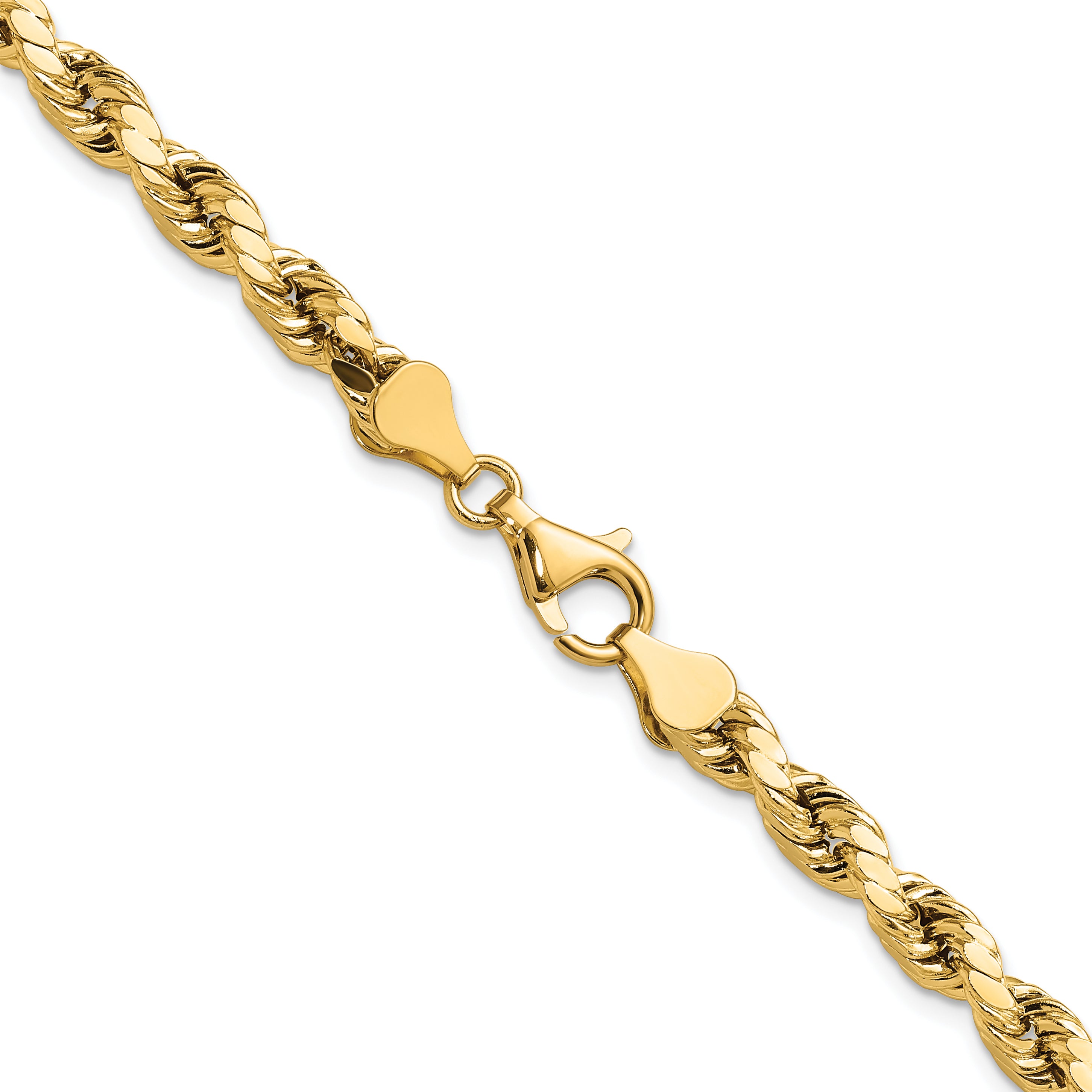 14K 24 inch 5.5mm Semi Solid Diamond-cut Rope with Lobster Clasp Chain