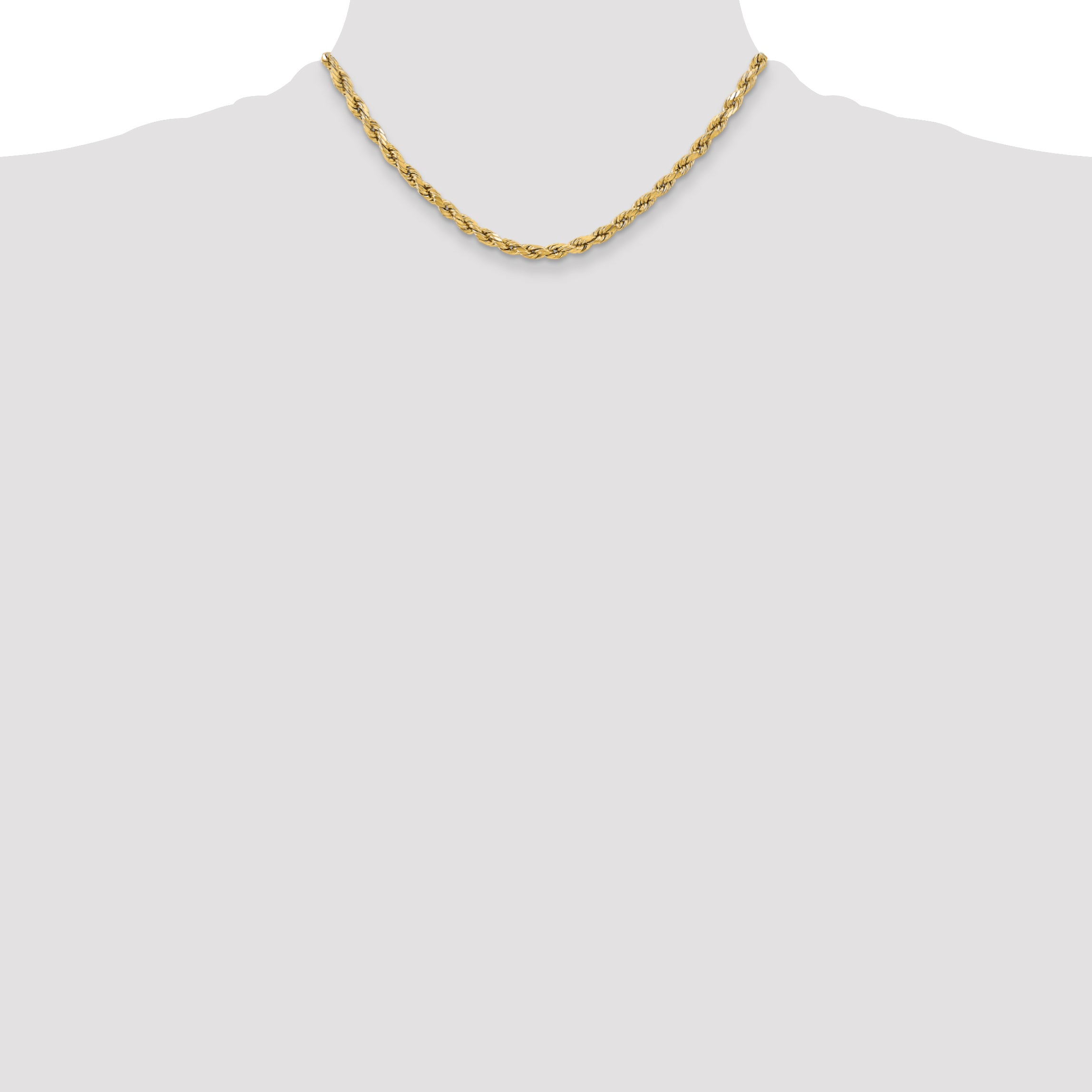 14K 16 inch 5.5mm Semi Solid Diamond-cut Rope with Lobster Clasp Chain