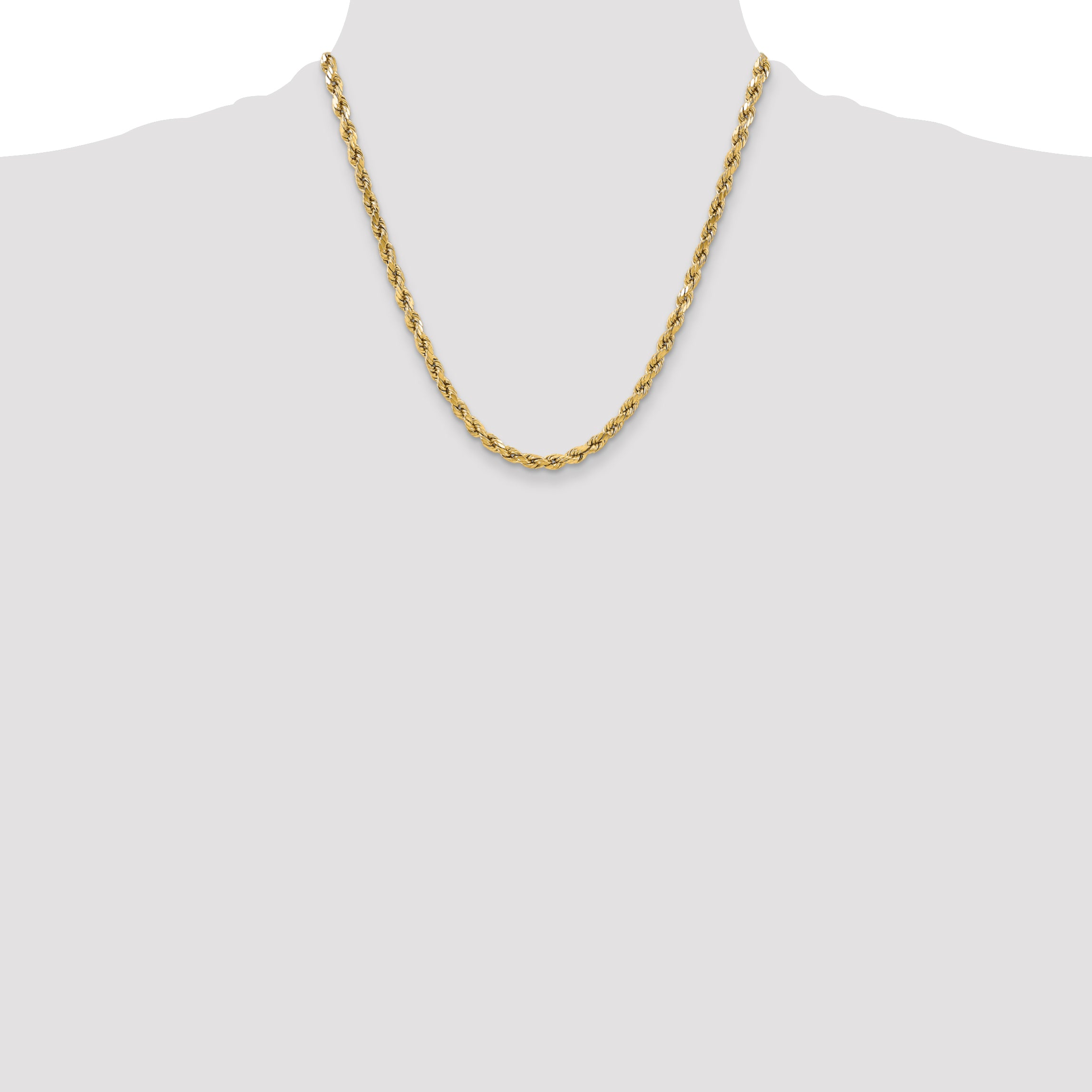 14K 20 inch 5.5mm Semi Solid Diamond-cut Rope with Lobster Clasp Chain