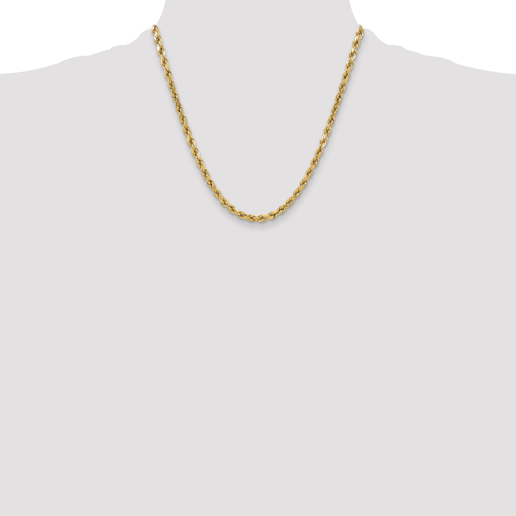 14K 20 inch 5.5mm Semi Solid Diamond-cut Rope with Lobster Clasp Chain