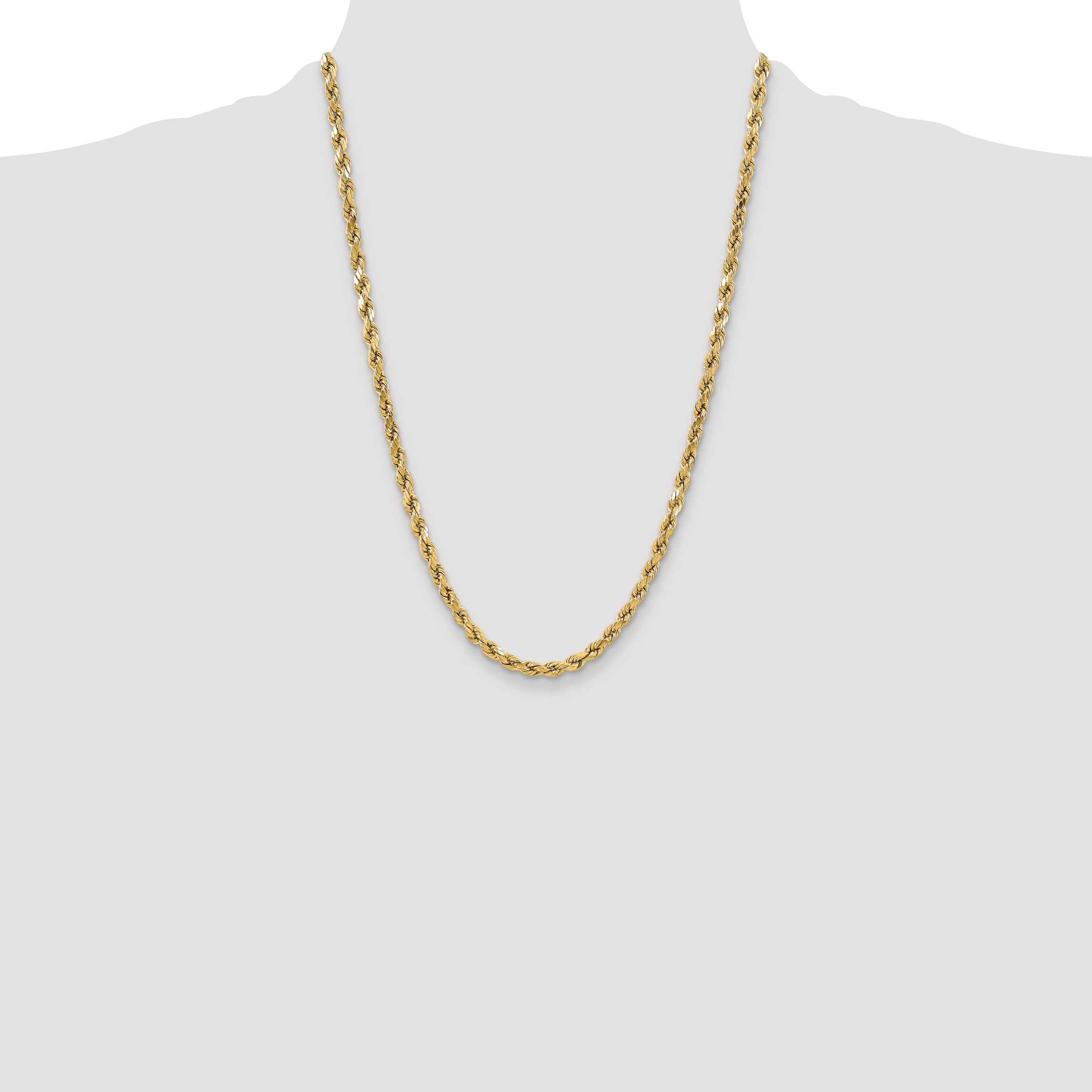 14K 24 inch 5.5mm Semi Solid Diamond-cut Rope with Lobster Clasp Chain