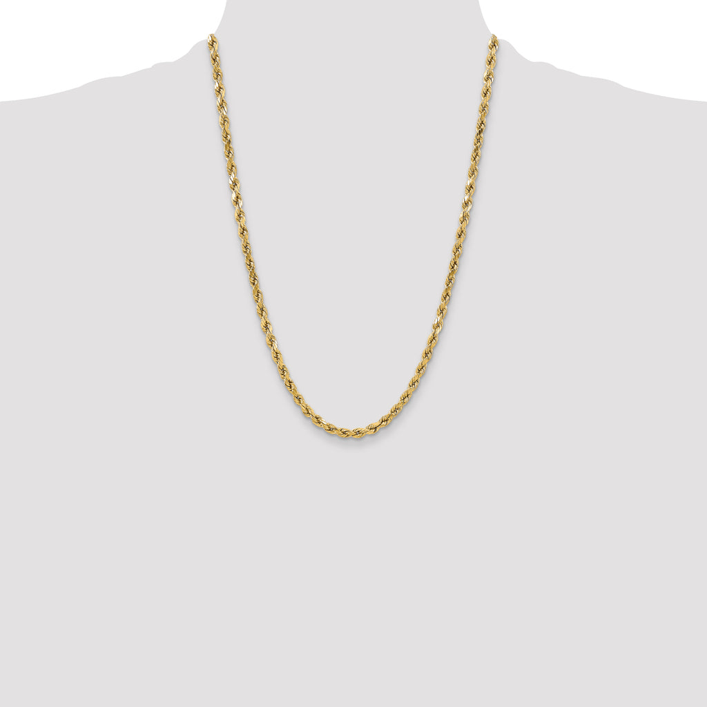 14K 24 inch 5.5mm Semi Solid Diamond-cut Rope with Lobster Clasp Chain