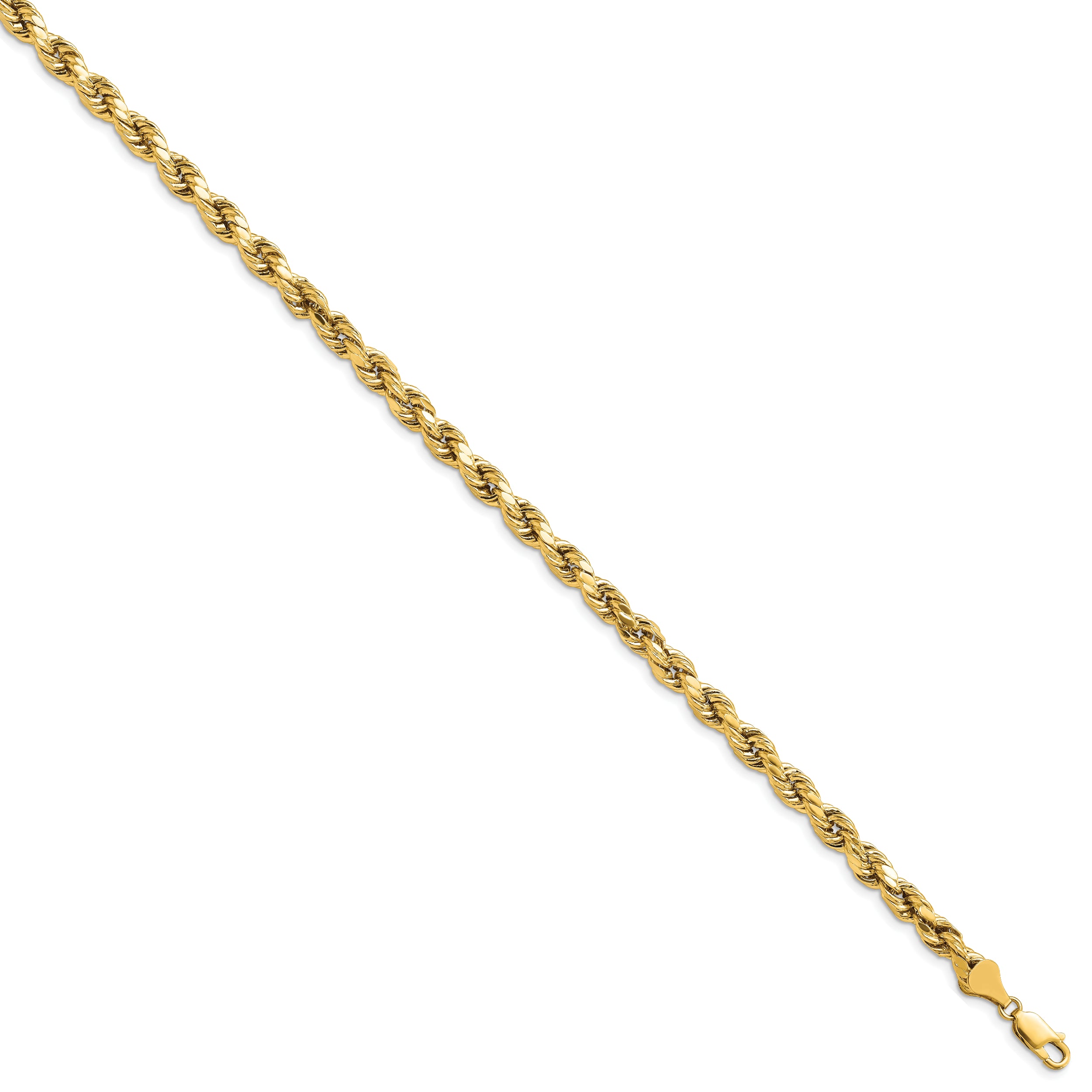 14K 8 inch 5.5mm Semi Solid Diamond-cut Rope with Lobster Clasp Chain