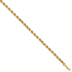 14K 8 inch 5.5mm Semi Solid Diamond-cut Rope with Lobster Clasp Chain