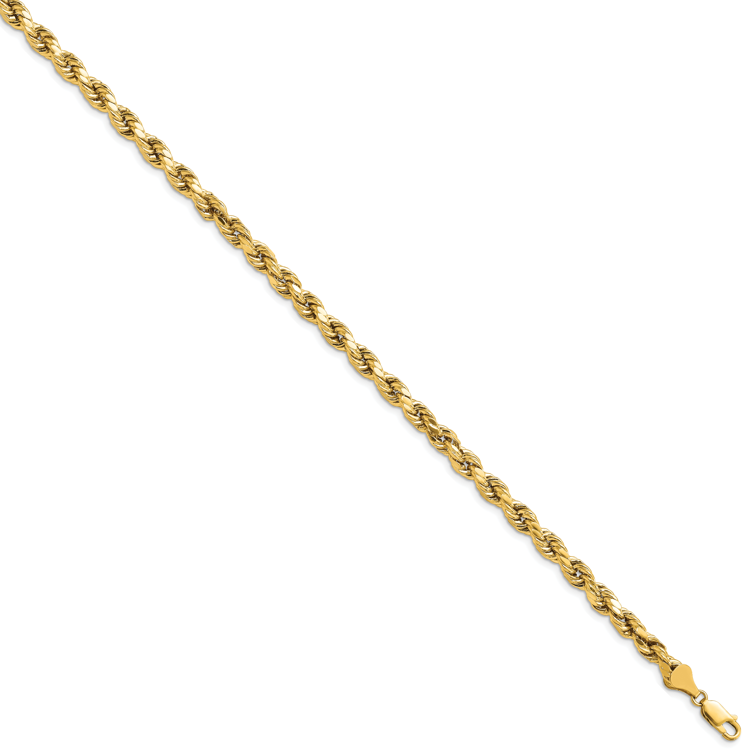 14K 8 inch 5.5mm Semi Solid Diamond-cut Rope with Lobster Clasp Chain