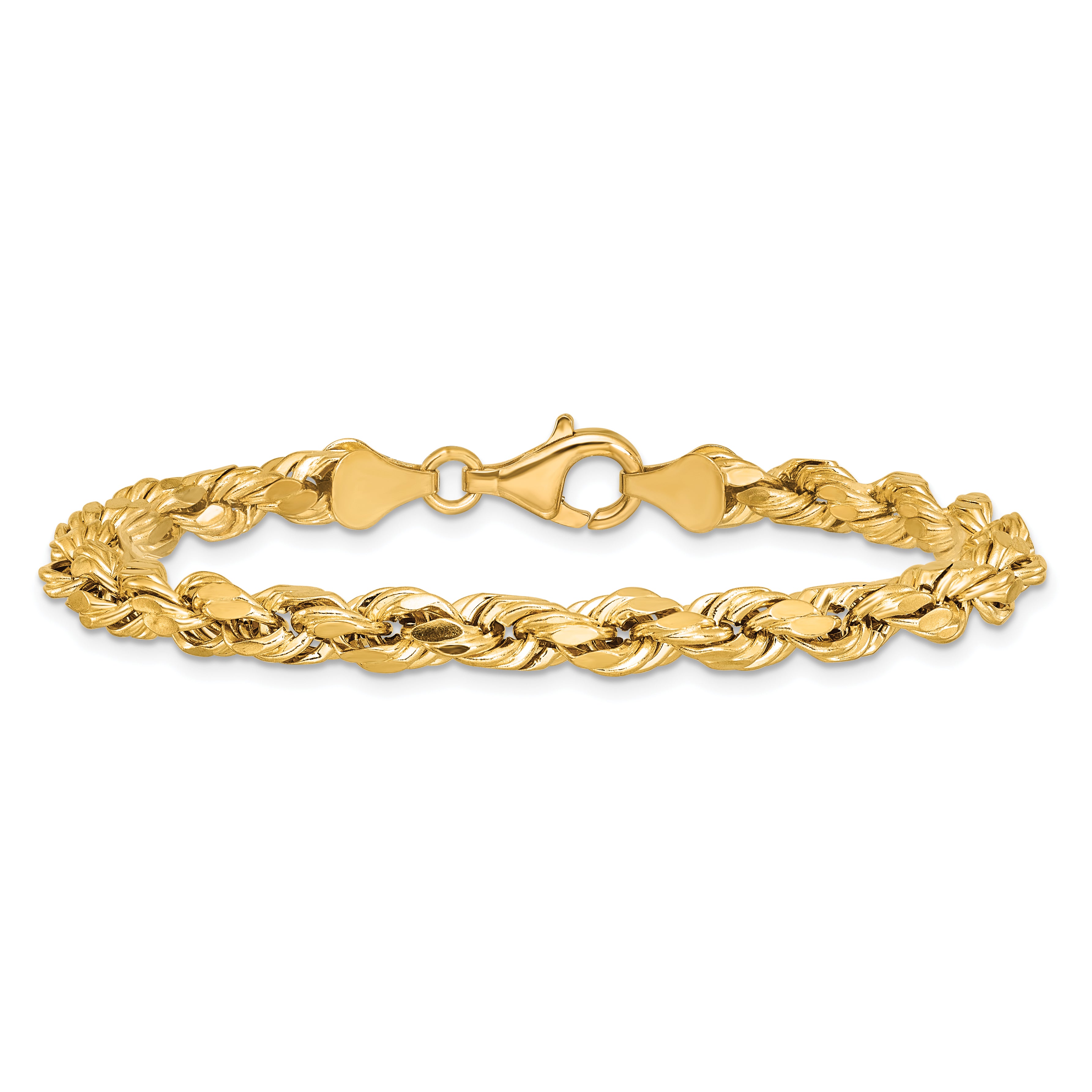14K 8 inch 5.5mm Semi Solid Diamond-cut Rope with Lobster Clasp Chain
