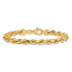 14K 8 inch 5.5mm Semi Solid Diamond-cut Rope with Lobster Clasp Chain