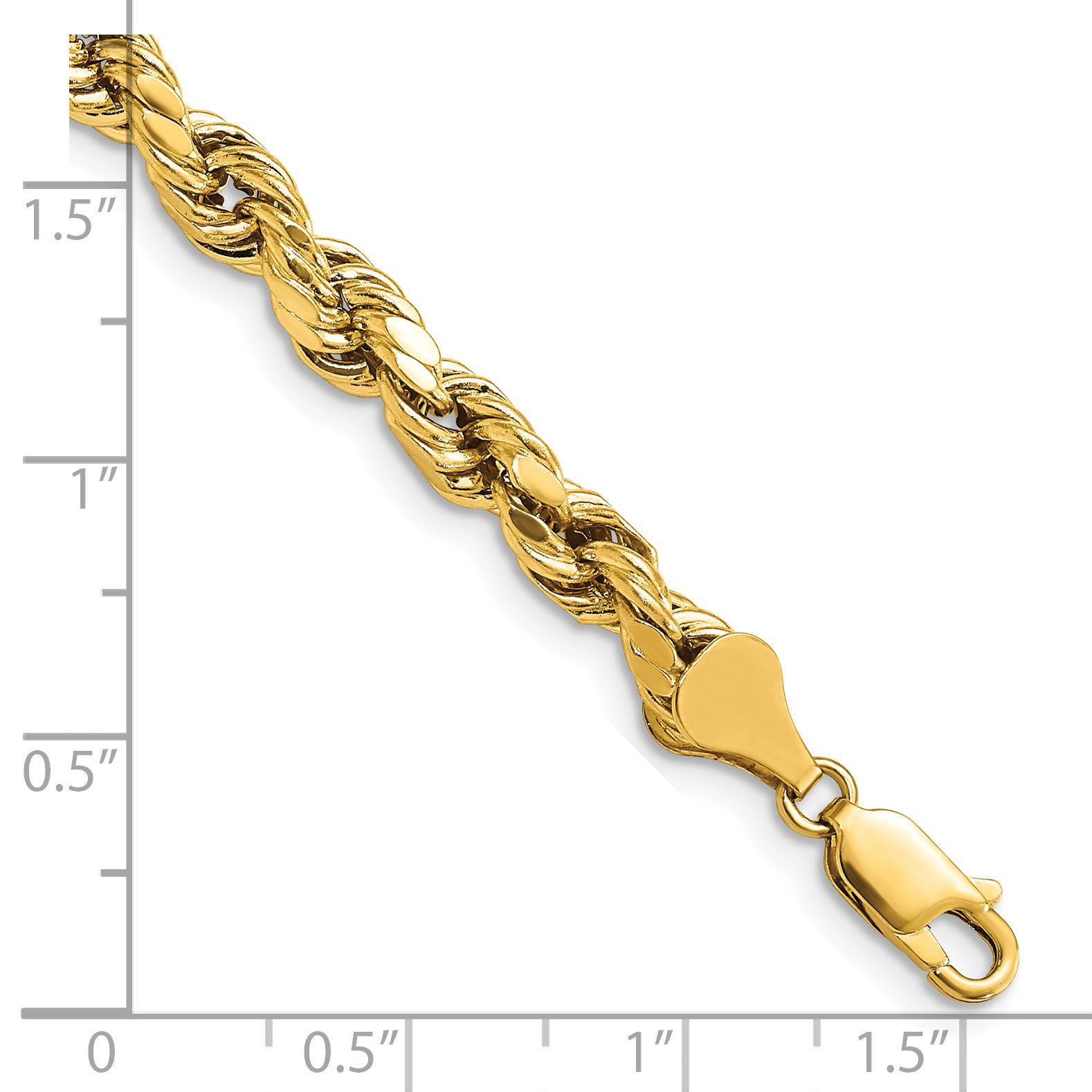 14K 8 inch 5.5mm Semi Solid Diamond-cut Rope with Lobster Clasp Chain