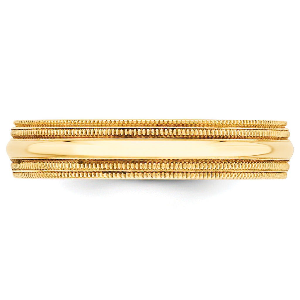 5.0mm 14K Yellow Gold Double Milgrain Comfort Fit Wedding Band - Sophia Jewelers