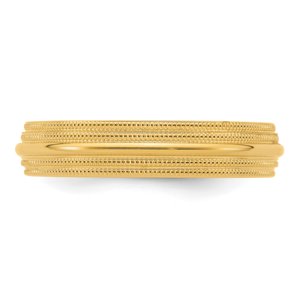 5.0mm 14K Yellow Gold Double Milgrain Comfort Fit Wedding Band - Sophia Jewelers