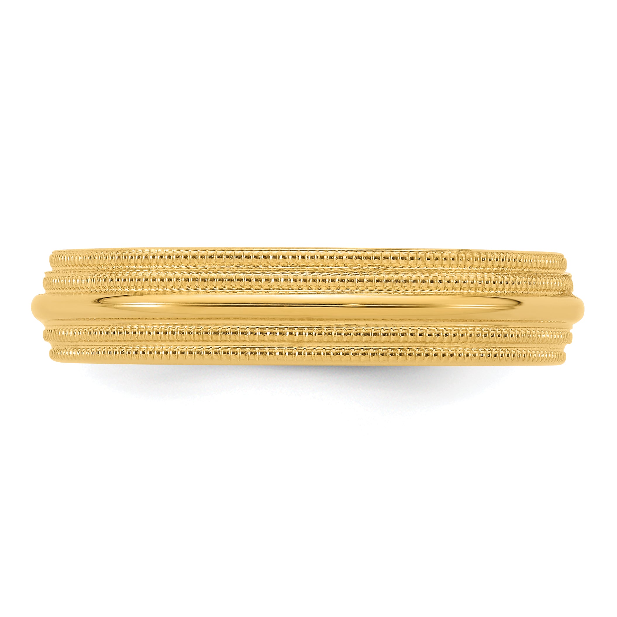 5.0mm 14K Yellow Gold Double Milgrain Comfort Fit Wedding Band - Sophia Jewelers