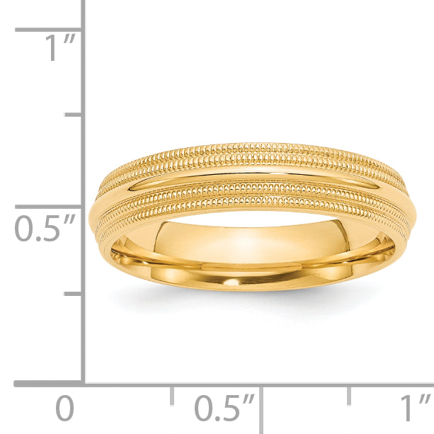 5.0mm 14K Yellow Gold Double Milgrain Comfort Fit Wedding Band - Sophia Jewelers
