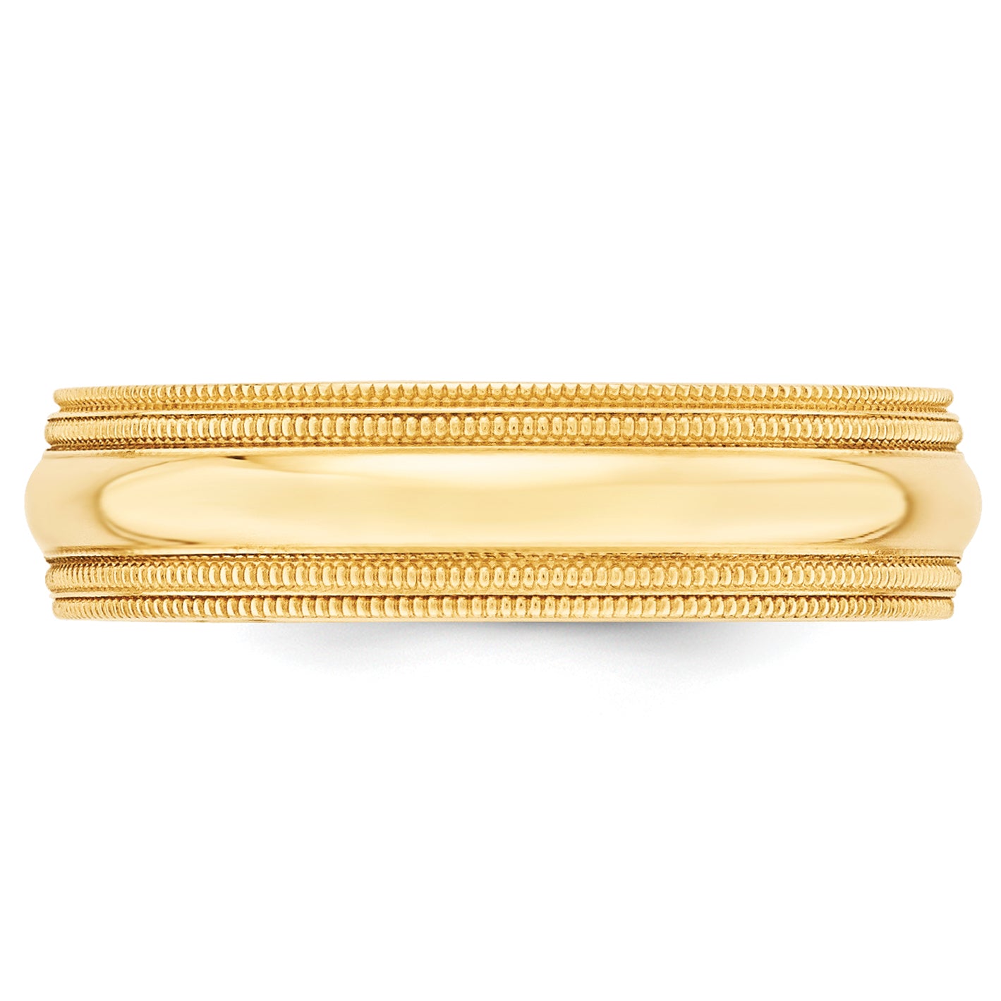 14k Yellow Gold 6mm Double Milgrain Comfort Fit Wedding Band Size 14