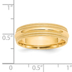 14k Yellow Gold 6mm Double Milgrain Comfort Fit Wedding Band Size 14
