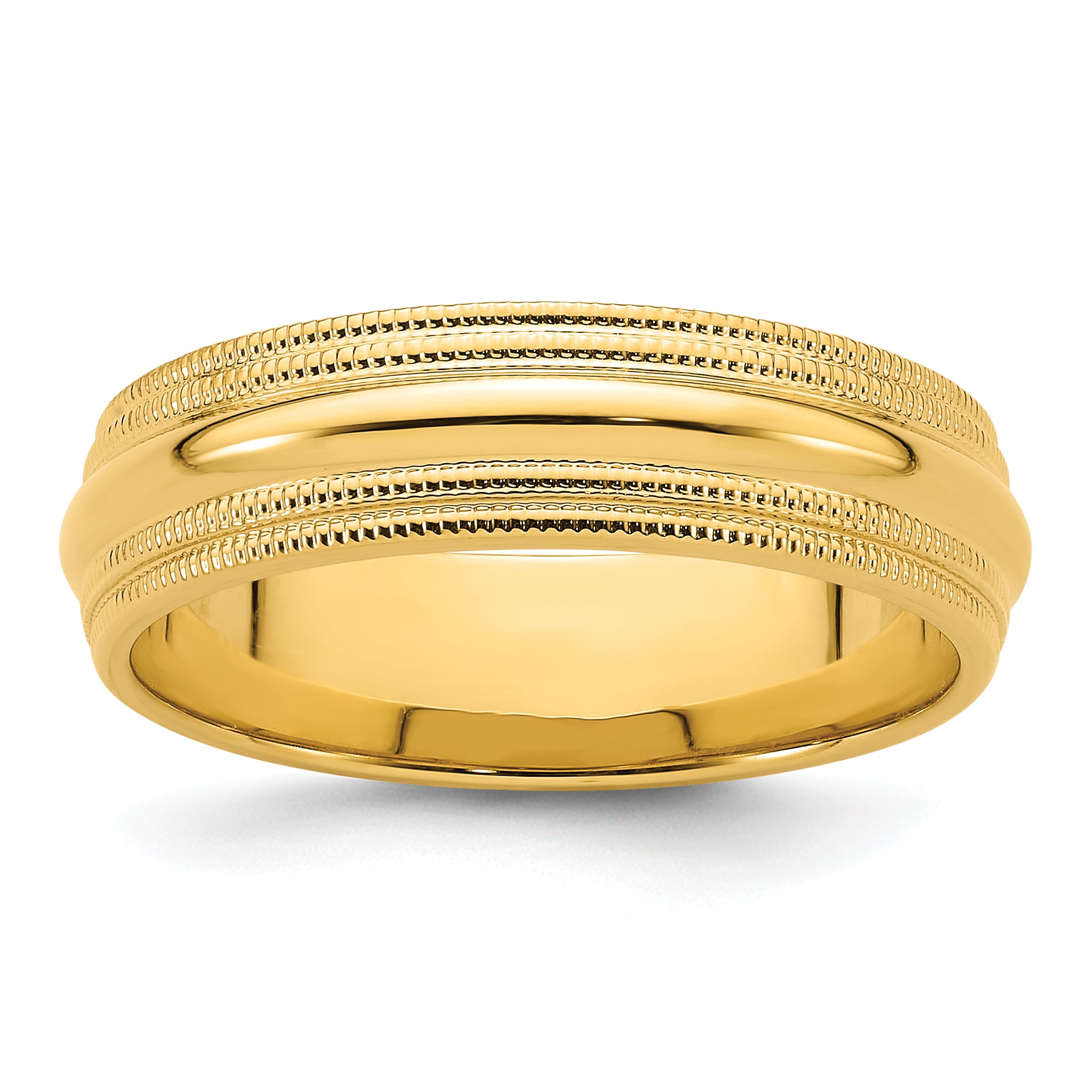 14k Yellow Gold 6mm Double Milgrain Comfort Fit Wedding Band Size 14 Main image
