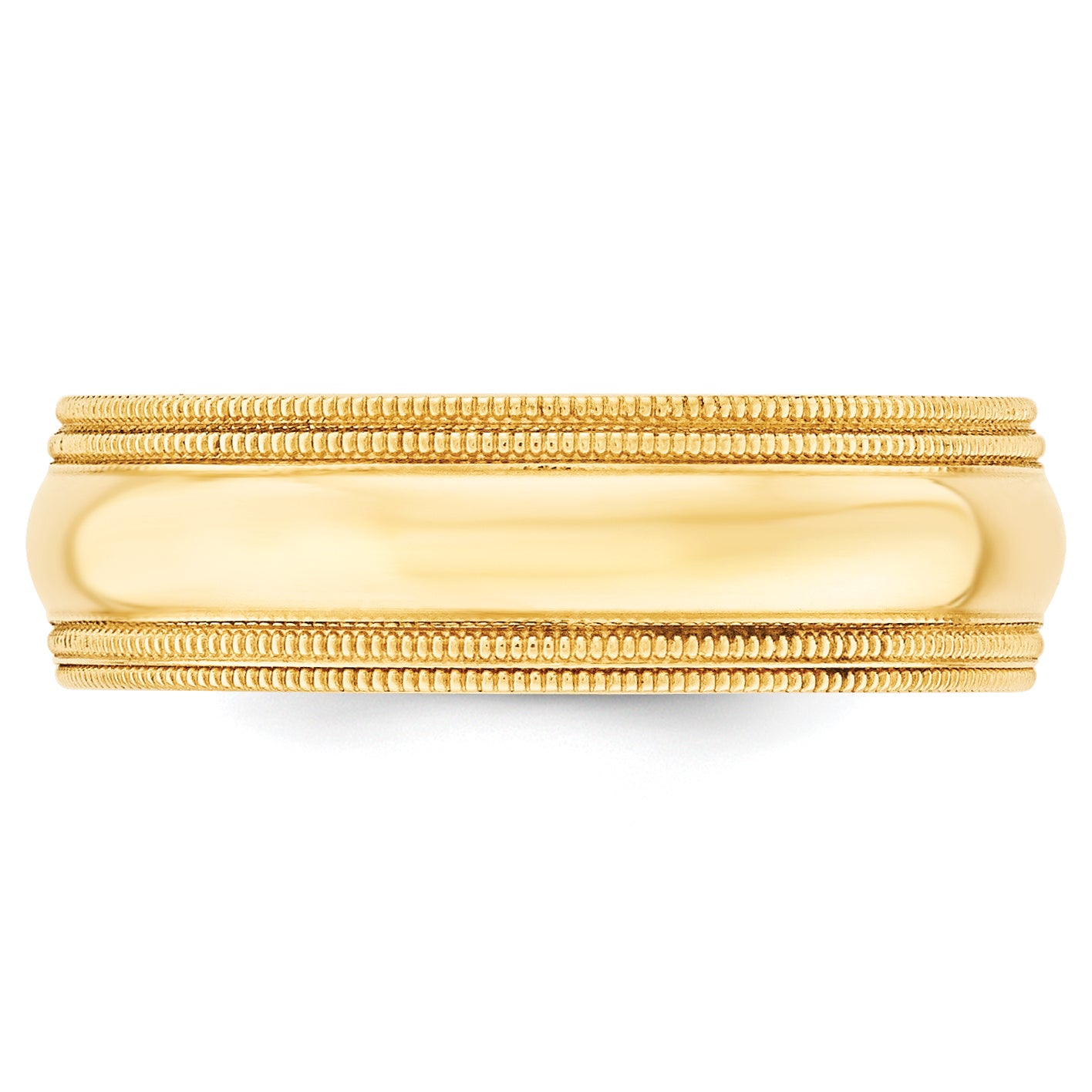 7.0mm 14K Yellow Gold Double Milgrain Comfort Fit Wedding Band - Sophia Jewelers