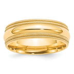 7.0mm 14K Yellow Gold Double Milgrain Comfort Fit Wedding Band - Sophia Jewelers