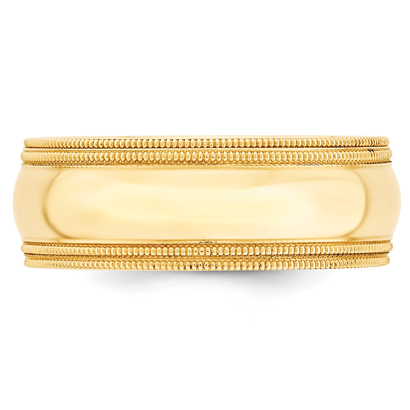 8.0mm 14K Yellow Gold Double Milgrain Comfort Fit Wedding Band - Sophia Jewelers Main image