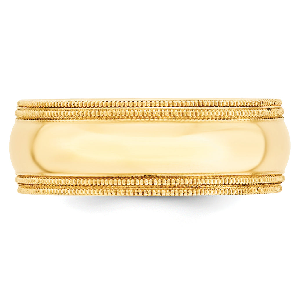 8.0mm 14K Yellow Gold Double Milgrain Comfort Fit Wedding Band - Sophia Jewelers