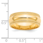 8.0mm 14K Yellow Gold Double Milgrain Comfort Fit Wedding Band - Sophia Jewelers