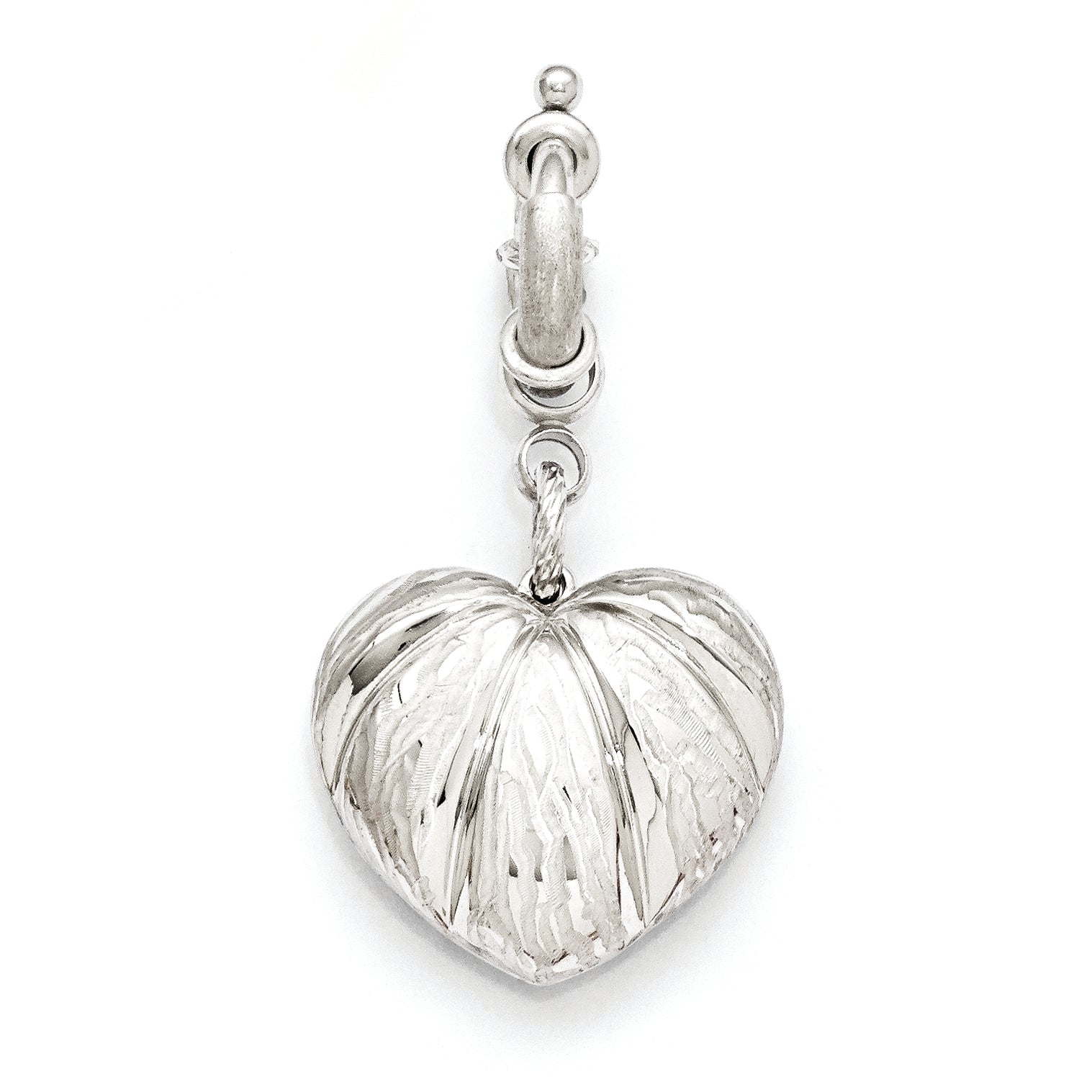 Bronze Diego Massimo Etched Rhodium-plated Heart Charm