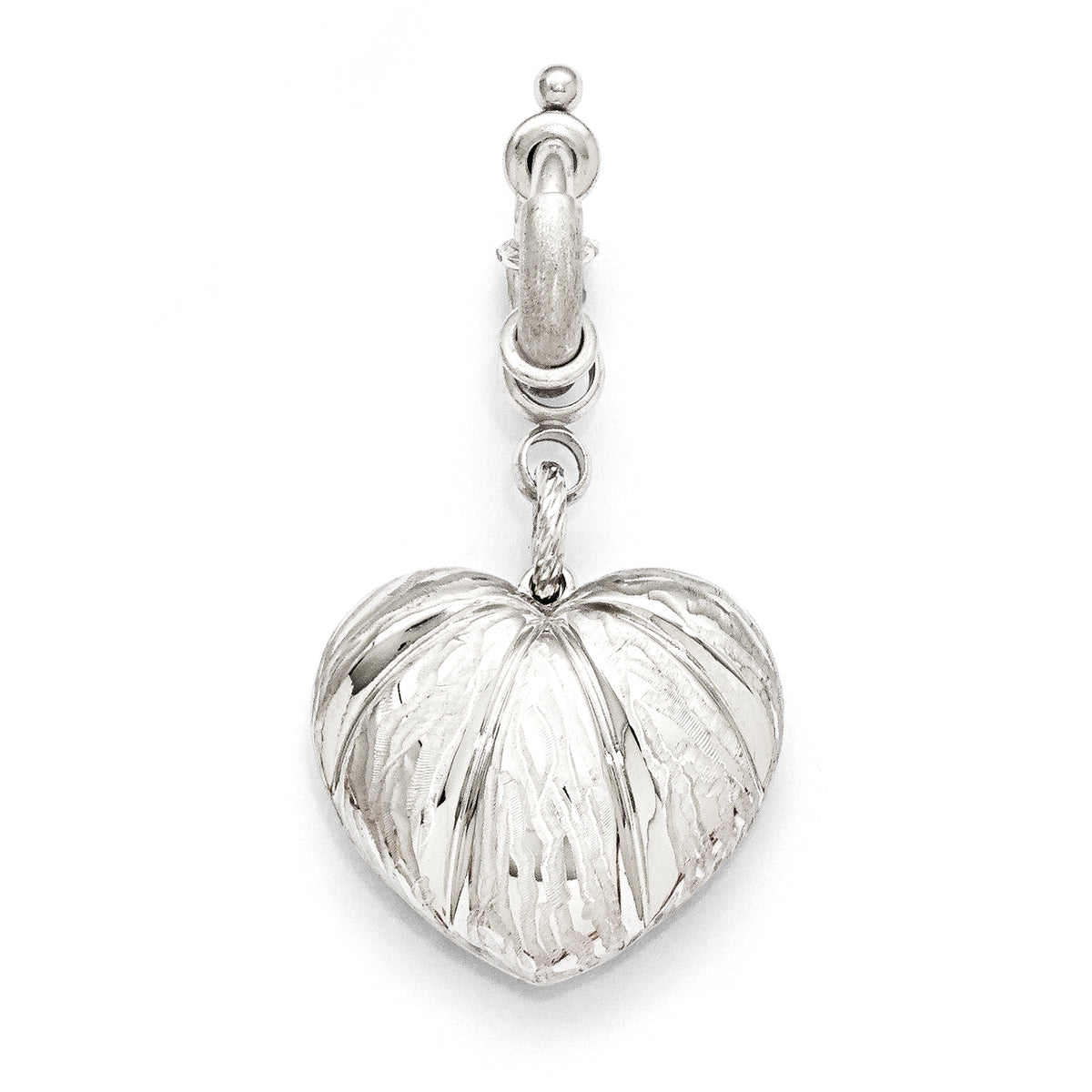 Bronze Diego Massimo Etched Rhodium-plated Heart Charm