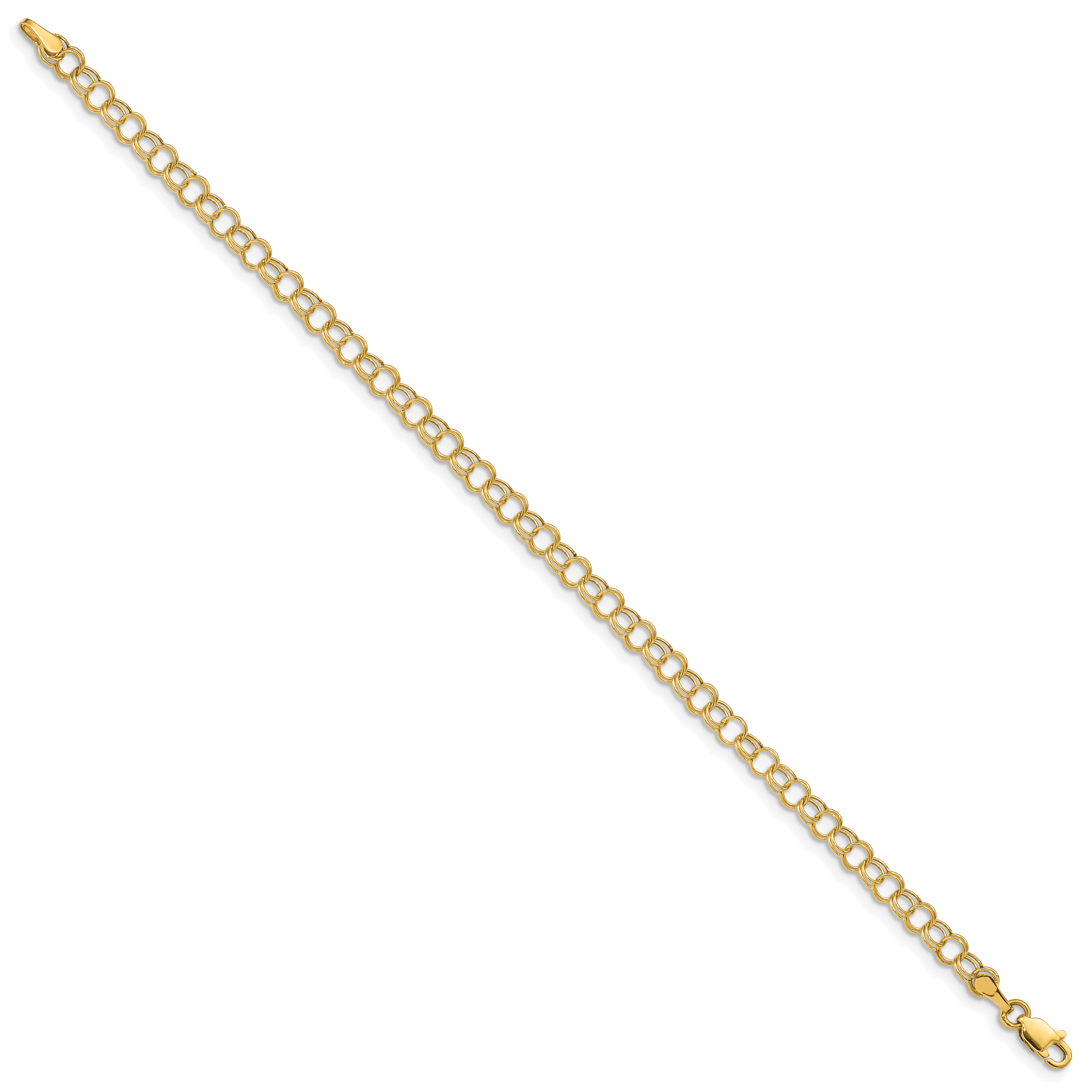14k 4mm Hollow Double Link 7 inch Charm Bracelet Secondary image