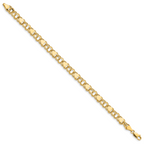 14k 7mm Solid Double Link with Hearts 8 inch Charm Bracelet