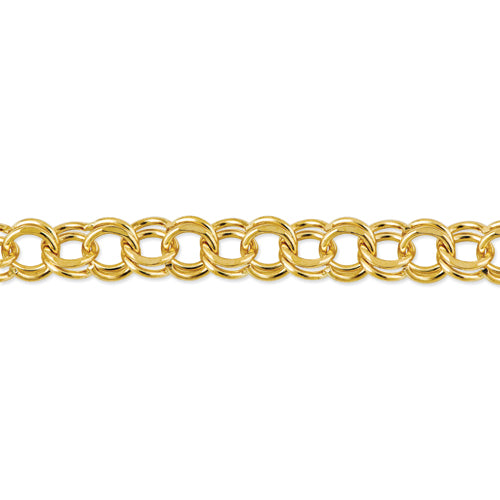 14k 6mm Solid Double Link 7 inch Charm Bracelet