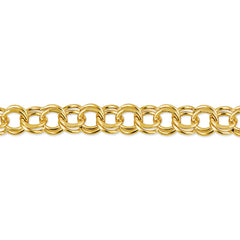 14k 6mm Solid Double Link 7 inch Charm Bracelet