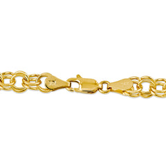 14k 6mm Solid Double Link 8 inch Charm Bracelet
