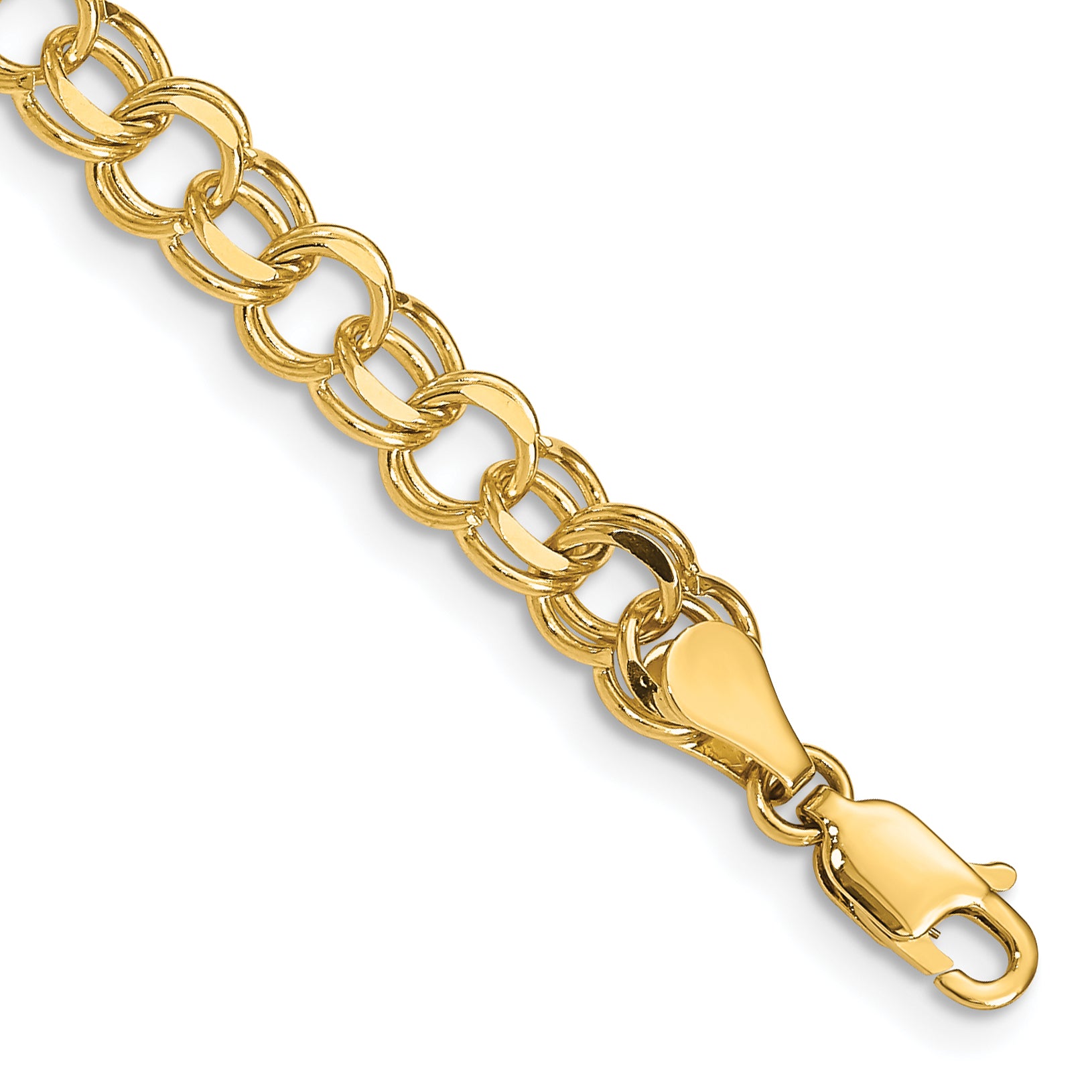 14k 6mm Solid Double Link 8 inch Charm Bracelet Main image