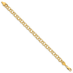 14k 7.5mm Solid Double Link 8 inch Charm Bracelet