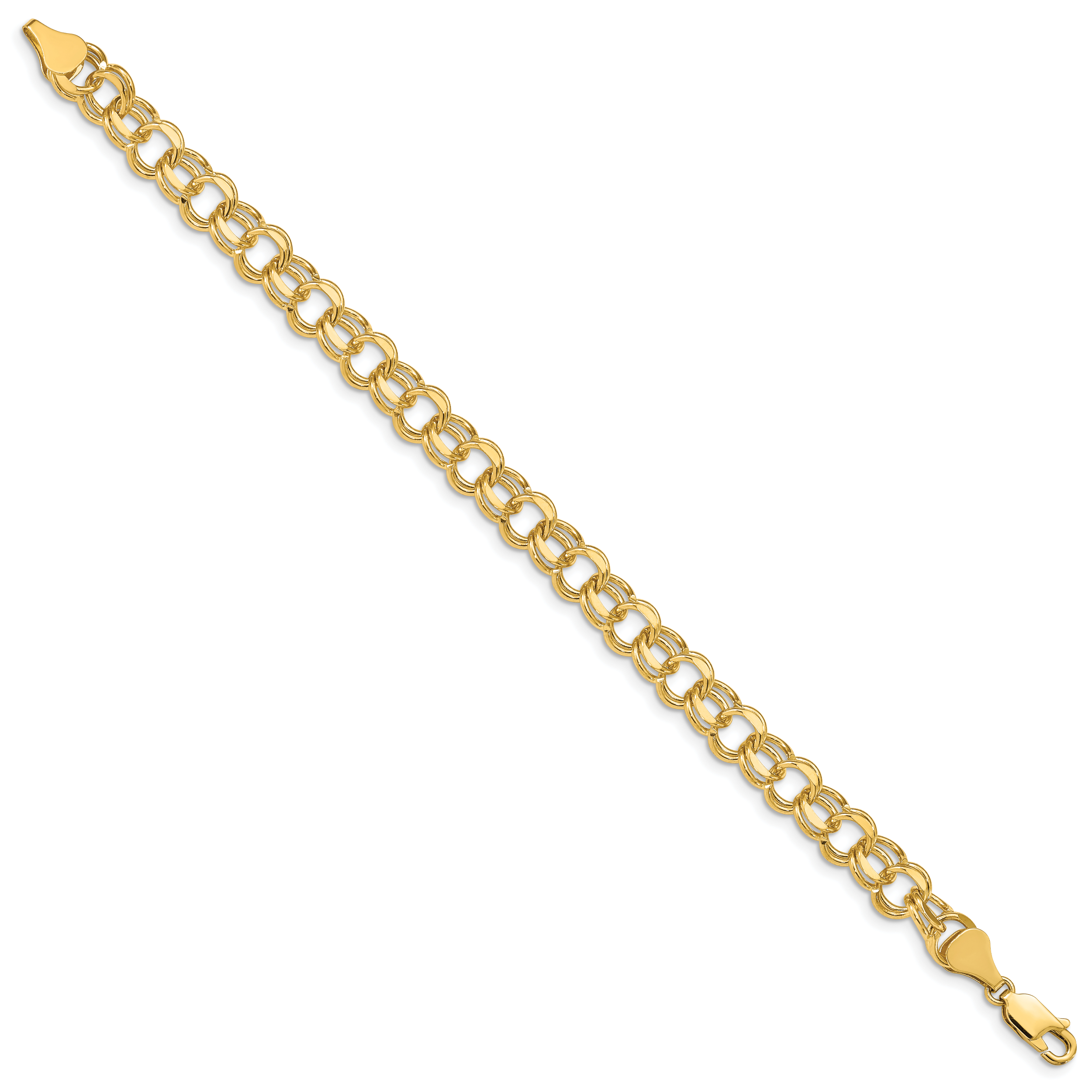 14k 8mm Solid Double Link 7 inch Charm Bracelet Secondary image