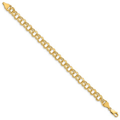 14k 8mm Solid Double Link 8 inch Charm Bracelet