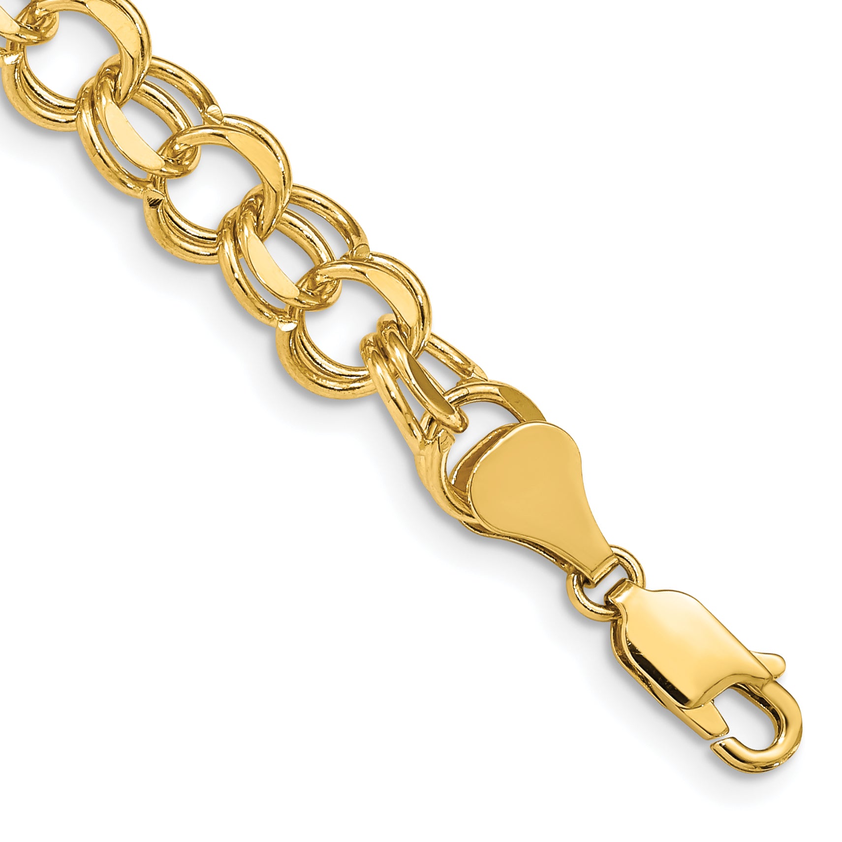 14k 8mm Solid Double Link 8 inch Charm Bracelet