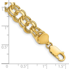 14k 10mm Solid Double Link 8 inch Charm Bracelet