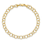 14k 6mm Solid Triple Link 8 inch Charm Bracelet