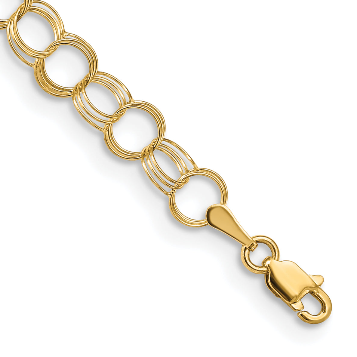 14k 6mm Solid Triple Link 8 inch Charm Bracelet Main image