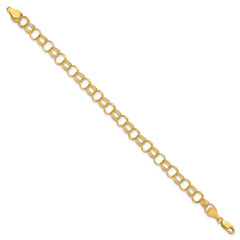 14k 7mm Solid Triple Link 8 inch Charm Bracelet