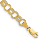 14k 6mm Solid Textured Triple Link 8 inch Charm Bracelet